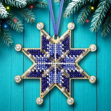 FLK-598 Ялинкова прикраса Синя вічність, набір для вишивки бісером по дереву FLK-598 фото