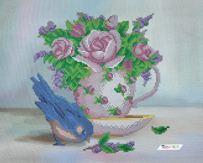 ММН-041 Птица с чайной чашкой, набор для вышивки бисером картины ММН-041 фото