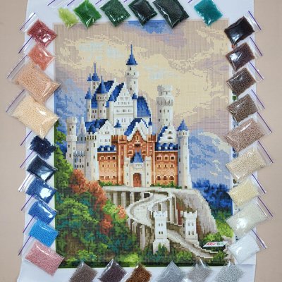 ЗПП-025 Замок в Баварии, набор для вышивки бисером картины с замком Нойшванштайн АБВ 00120090 фото