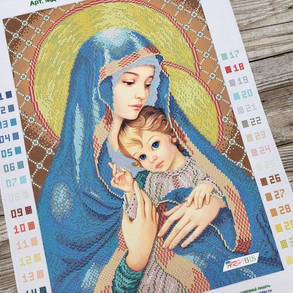 МДС Мадонна з дитям (у синьому), набір для вишивання бісером ікони МДС фото