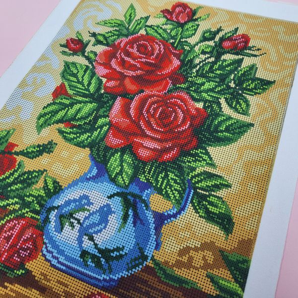 3399 Бордовые красавицы, набор для вышивки бисером картины с розами Д 01328 фото