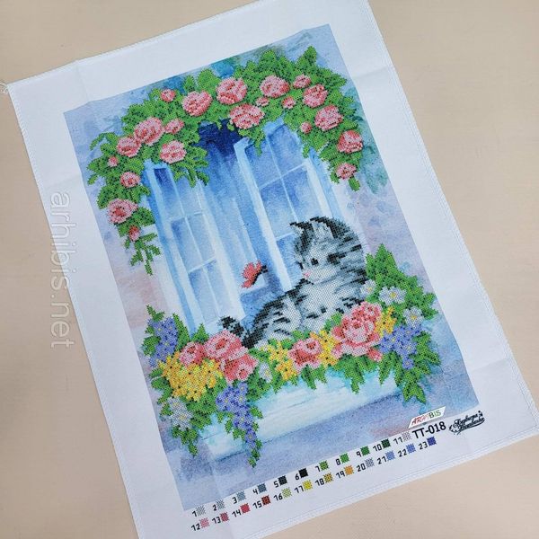 ТТ018 Счастливая кошка, набор для вышивки бисером картины ТТ018 фото