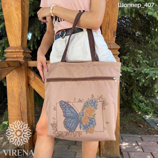 Шоппер_407 Пошитый шоппер сумка Бабочка, набор для вышивания бисером Шоппер_407 фото