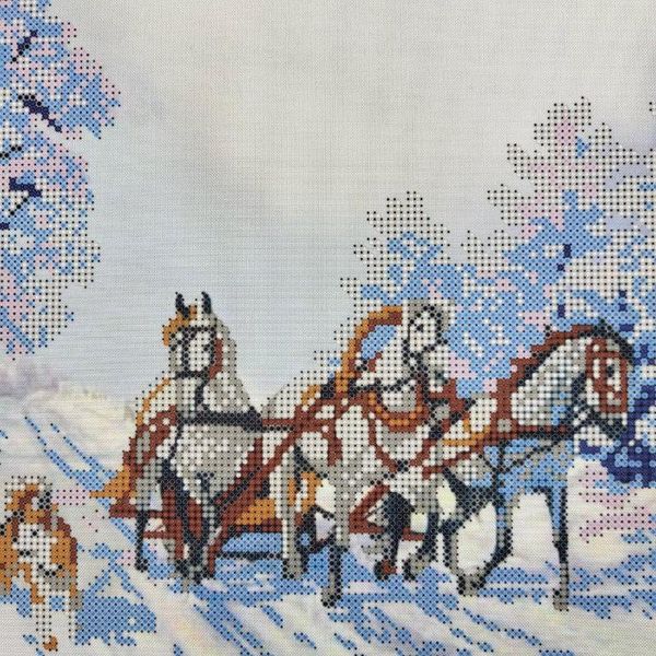 129б Тройка лошадей, набор для вышивки бисером картины 129 б - 96770 фото
