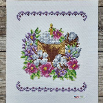 99003 Дитячий рушник на пасхальний кошик з бавовною (27*30 см), заготовка для вишивки бісером схема-ба-99003 фото