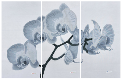 ТК103 Монохромная серая орхидея (триптих), набор для вышивки бисером картины ТК103 фото