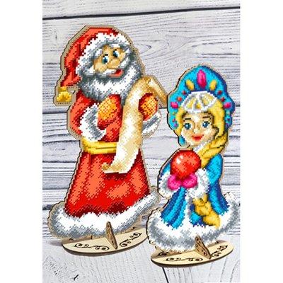 93040502 Дед Мороз и Снегурочка набор для вышивки бисером по дереву 93040502 фото
