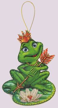 F098 The Frog Princess (12*9 cm), bead embroidery kit of the toy