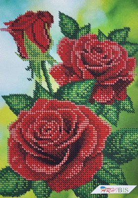 А5-Д-235 Червоні троянди, набір для вишивання бісером картини АК 1540 фото