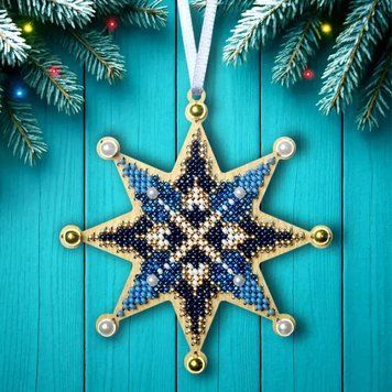 FLK-601 Christmas Tree Ornament Heavenly Harmony, bead embroidery kit on wood