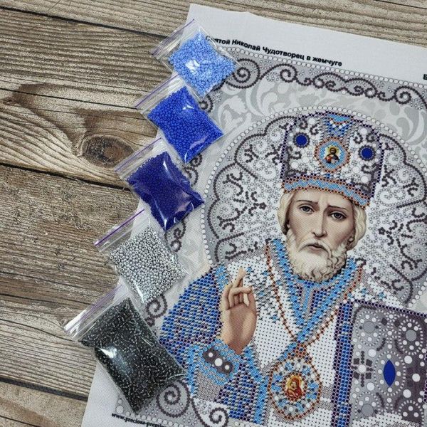 ЖС-4003 Святий Миколай у перлах, набір для вишивання бісером ікони ЖС-4003 фото