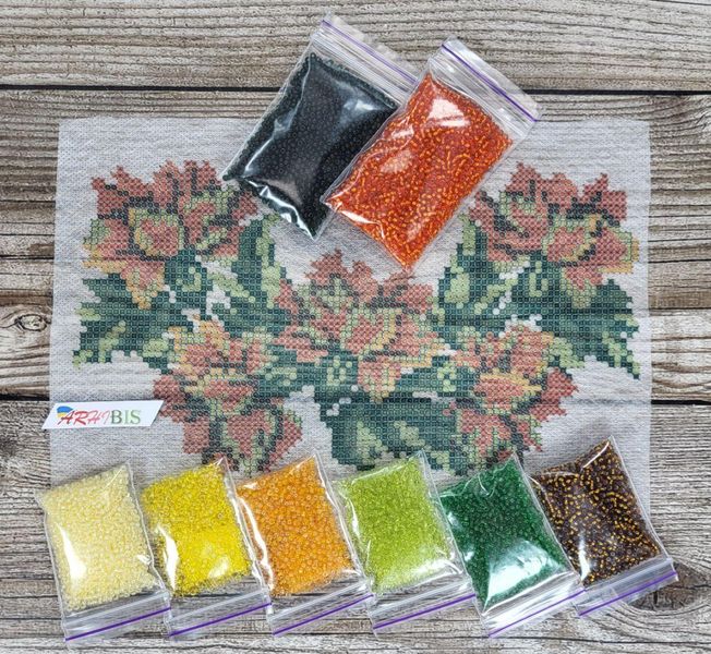 Ф-19 Бархатцы, набор для вышивки бисером на водоростворимом флизелине Д-Ф-19 фото