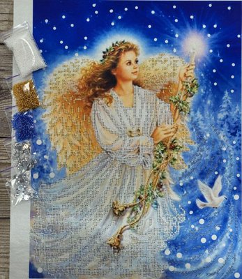НИК-9751 Рождественский ангел, набор для вышивки бисером картины НИК-9751 фото