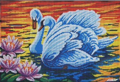 1318 Лебеди и лилии, набор для вышивки бисером картины 1318 фото