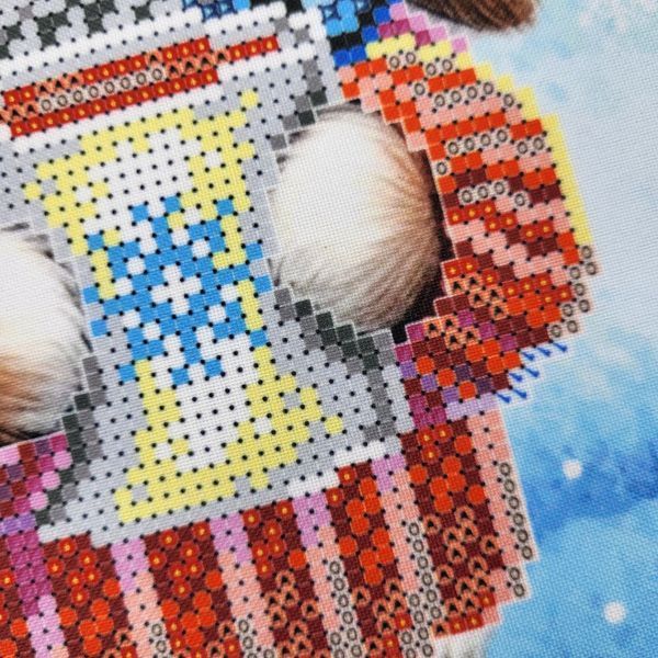 КВ_3004 Bunny with Coffee (29,5*29,5 cm), bead embroidery kit of the picture