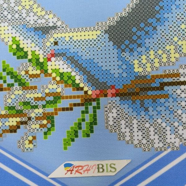 Ранер_140 Easter runner with a dove and pussy willow (72*28 cm), bead embroidery kit