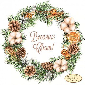 ТМ-160 Wreath with Cotton (20*20 cm), bead embroidery pattern of the picture