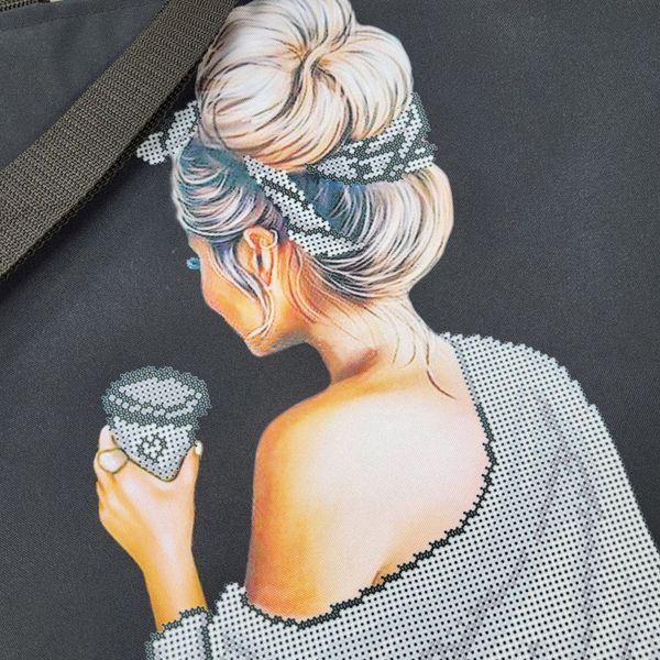 СВ181 Девушка с кофе, набор для вышивки бисером шопера СВ181 фото