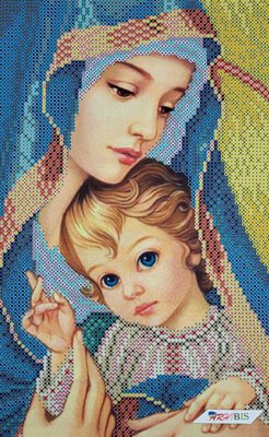 МДС-м Мадонна с ребенком (в синем), набор для вышивки бисером иконы МДС-м фото
