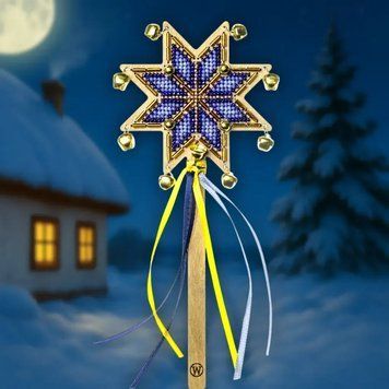 FLK-603 Christmas Star Heavenly Glow, bead embroidery kit on wood