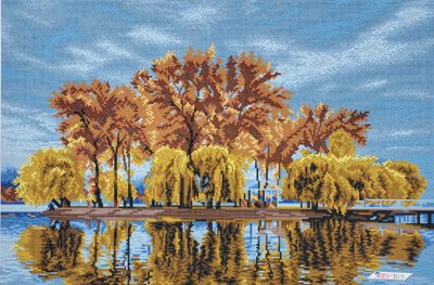 ТП028 Осенний островок посреди пруда, набор для вышивки бисером картины ТП028 фото