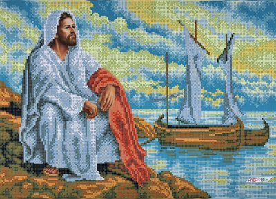 B643 Иисус на берегу моря, набор для вышивки бисером иконы B643 фото