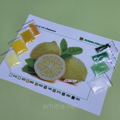А5-Д-139 Лимоны, набор для вышивки бисером картины АК 1444 фото