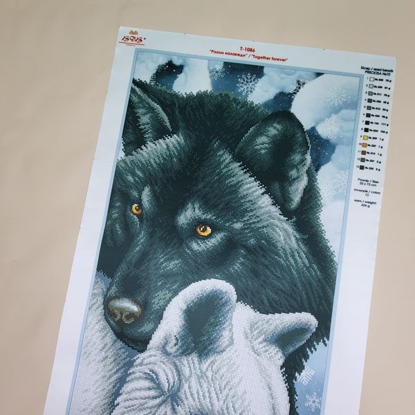 Т-1086 Вместе навсегда, набор для вышивки бисером картины с волками Т-1086 фото