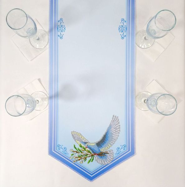Ранер_234 Easter runner with a dove and pussy willow (142*28 cm), bead embroidery kit
