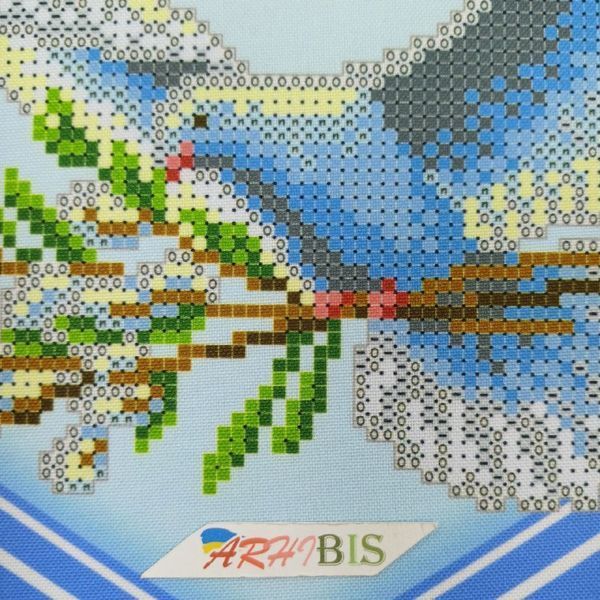 Ранер_234 Easter runner with a dove and pussy willow (142*28 cm), bead embroidery kit