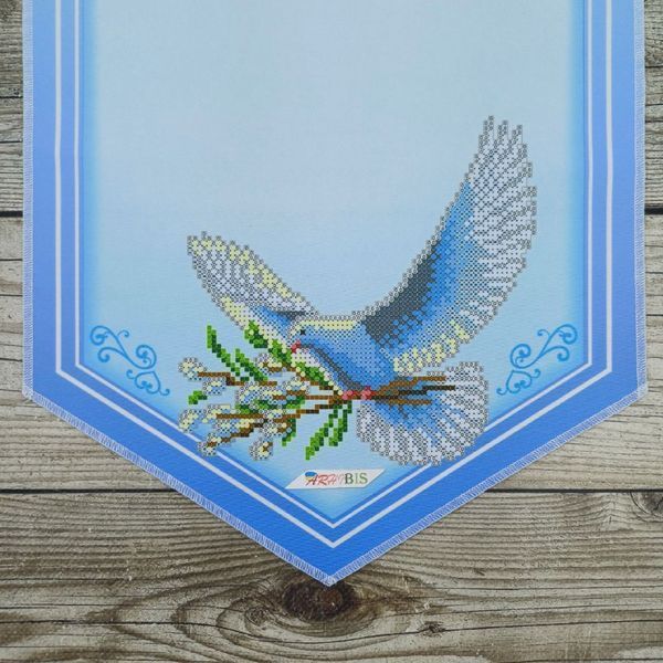 Ранер_234 Easter runner with a dove and pussy willow (142*28 cm), bead embroidery kit