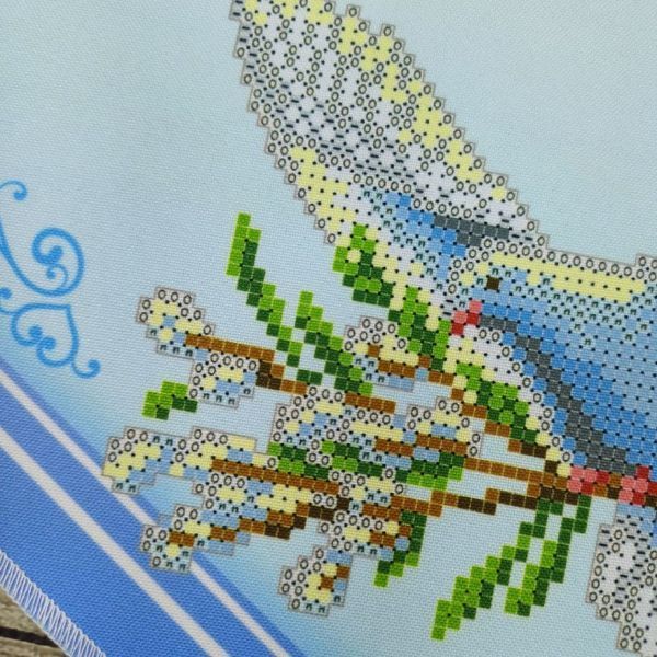 Ранер_234 Easter runner with a dove and pussy willow (142*28 cm), bead embroidery kit