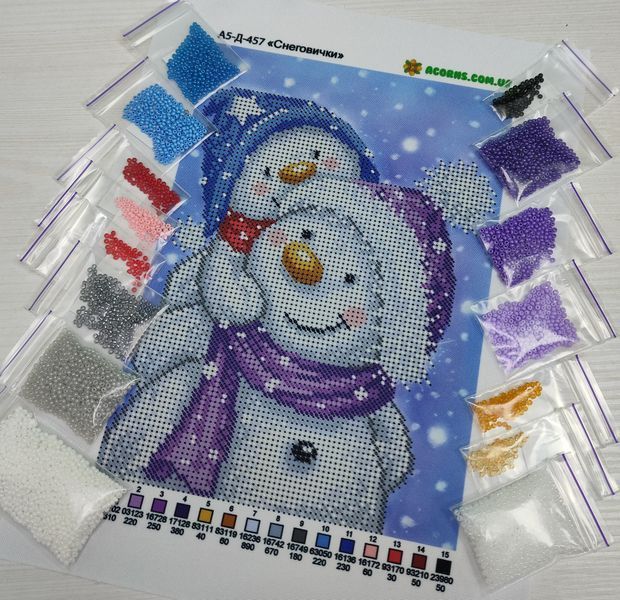 А5-Д-457 Snowmen (14,8*21 cm), bead embroidery picture kit