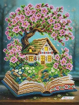 А3Н_571 Весна - книжка і будиночок (36,5*27 см), набір для вишивки бісером картини А3Н_571 фото