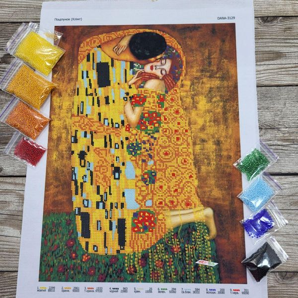 3129 Поцелуй Климт, набор для вышивки бисером картины с влюбленной парой 3129 фото