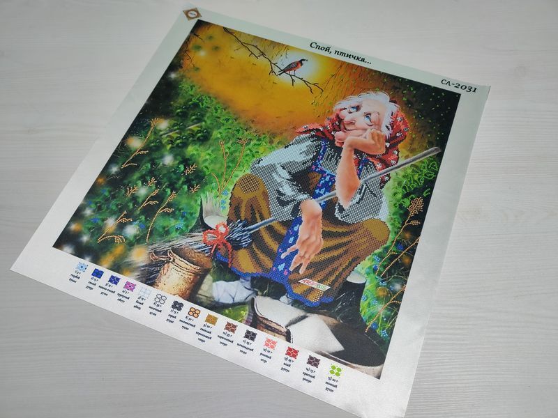 СЛ-2031 Sing, Little Bird (39*39 cm), bead embroidery pattern of the picture with Baba Yaga