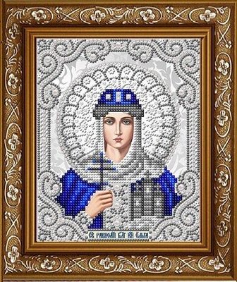 ЖС-5032 Святая Ольга в жемчуге и серебре, набор для вышивки бисером иконы АБВ 00126548 фото