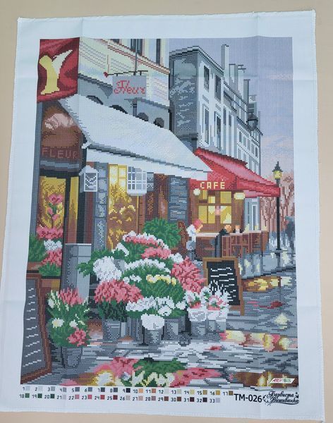 ТМ026 Romance of Paris (blue background) (30*39 cm), bead embroidery picture kit