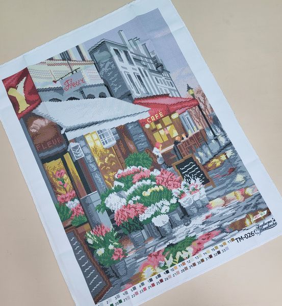 ТМ026 Romance of Paris (blue background) (30*39 cm), bead embroidery picture kit