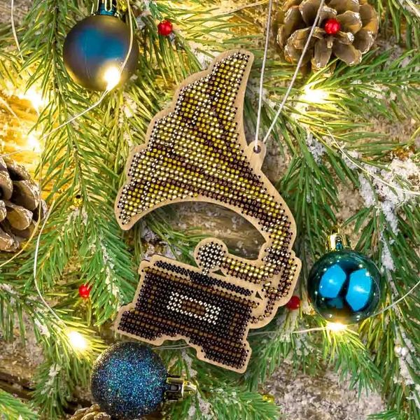 FLK-529 Грамофон, набір для вишивки бісером по дереву новорічної прикраси FLK-529 фото