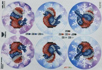 А4Н_480 Bullfinches 3 pcs (23*19 cm), bead embroidery kit for New Year toys