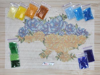Ф-051 Украина в цветах, набор для вышивки бисером на водоростворимом флизелине Ф-051 фото