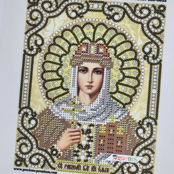 ЖС-5033 Saint Olga in pearls and gold (13*17 cm), bead embroidery pattern of the icon