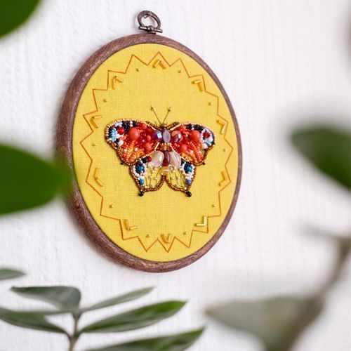 BN-003 Bright Butterfly, bead and thread embroidery kit