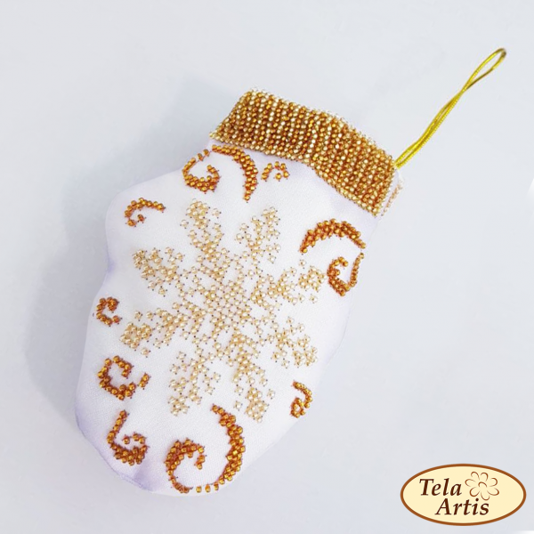 В-021 Золота сніжинка набір для вишивання бісером рукавички ТА 00834 фото