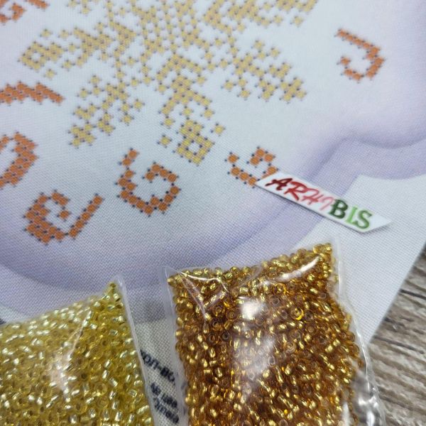 В-021 Золота сніжинка набір для вишивання бісером рукавички ТА 00834 фото
