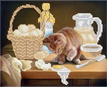 БС-4107 Mischievous Cat (19*23 cm), bead embroidery kit of the picture