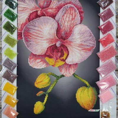 ЗПК-055 Рожева орхідея, набір для вишивання бісером картини ЗПК-055 фото