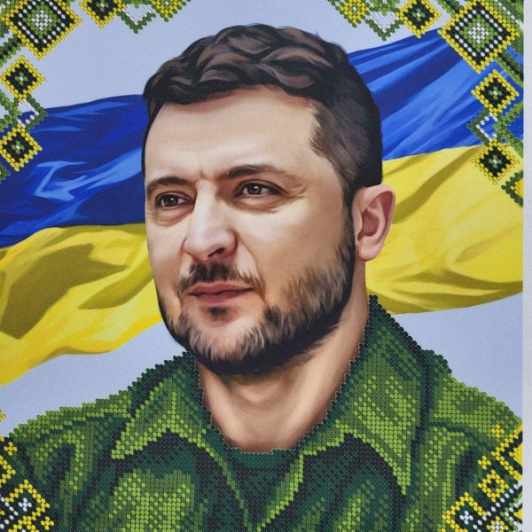 А3Н_476 Президент Украины, Владимир Зеленский, набор для вышивки бисером картины АБВ 00127228 фото