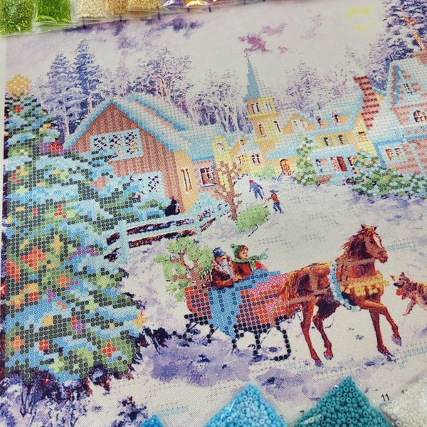 ТА-228 Рождественская деревня, набор для вышивки бисером картины ТА-228 фото